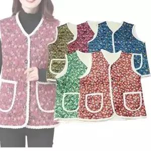겨울 누비 꽃무늬 조끼 시골 촌캉스 김장조끼 따뜻한 누비 패딩 할머니 엄마 조끼 복고패션 방한용품 캠핑