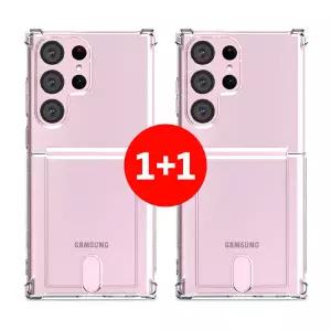 1+1 갤럭시 S25 울트라 플러스 카드 수납 포켓 젤리 투명 방탄 범퍼 핸드폰 케이스 S931 S936 S938