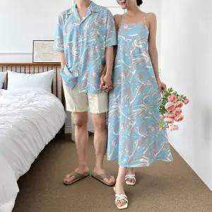 ONM 여름 원피스 반팔 비치웨어 커플스냅 민소매 셔츠 룩