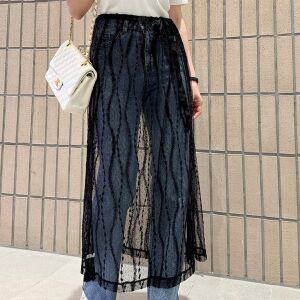 [삐까삐까]레이스 시스루 망사 자수 패턴 스트링 랩 레이어드 롱 스커트_P356263430