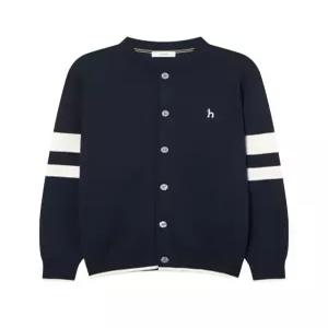 헤지스 남성 25SS 네이비 면 라운드 배색 가디건 HZSW5A203N2