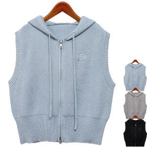 하얀비 봄신상 후드 집업 니트 조끼/여성가디건/후드니트베스트/레이어드/미시 WR3168