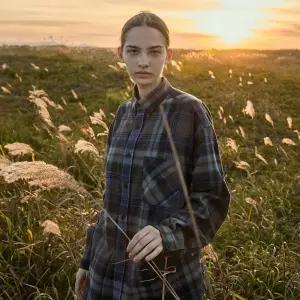 플루크 슬램로고 타탄 체크 포켓 셔츠 FLS209 