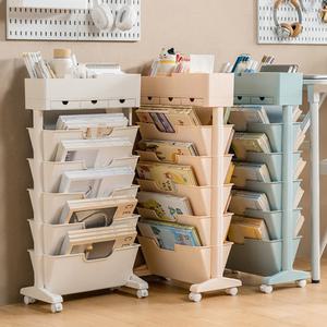 이동식 5단 트롤리 바퀴달린 미니 책꽂이 학습지 북카트 북웨건 틈새 사무실 공부방