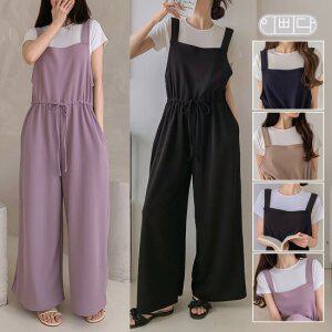 이삐다 국내제작 여성 여름 벨라 링클프리 스트링 와이드 점프수트 IBBD25_AP8