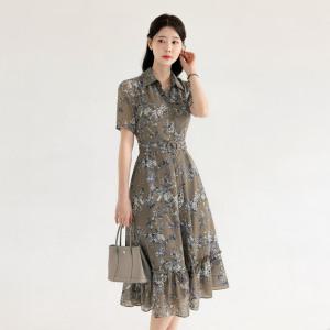 [시크라인] (~XXL까지) 리오나 플로랄 쉬폰 벨트 원피스 롱원피스 여름 나들이 휴양지룩 데이트 모임 미시 빅사이즈