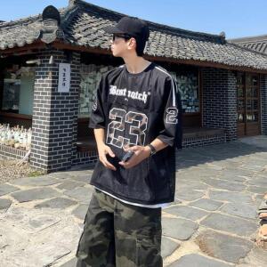 남자 매쉬 져지 오버핏 반팔 짐웨어 블록코어 반팔티 헬스티셔츠