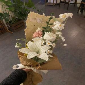 뜨개질 꽃다발 완제품 뜨개 데이지 만들기 한송이