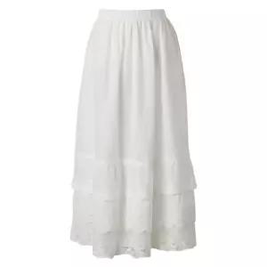 3단캉캉 프릴면레이스 롱스커트 아사면 레이어드 이너밴딩치마 보헤미안