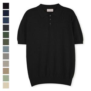[리빌모아]남자 여름 셀럽 버튼카라 린넨 반팔 니트티 SG KNH Q010 블랙_P399260283