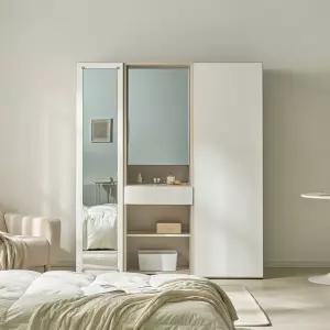 [우아미가구]루엘 LPM 1600 슬라이딩 화장대 거울 옷장 세트