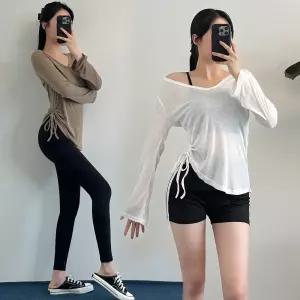 시스루스트링티 긴팔 셔링 루즈핏 커버업 운동복 요가