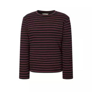 헤지스 여성 25FW [시즌오프][Essential] 코튼 스트라이프 긴팔 티셔츠 블랙 HSTS5DC83BK