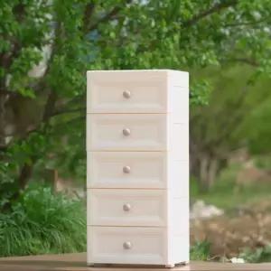 미란다 원형 손잡이 5단 서랍장 폭 37cm co-00875/수납장/플라스틱/슬라이딩/옷/화장대/탕비실/정리함/서랍