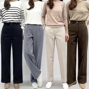 [S~3XL]겨울 기모 여성 슬랙스 빅사이즈 정장바지 밴딩팬츠 와이드 일자 부츠컷 유니폼 슬림핏 단체복