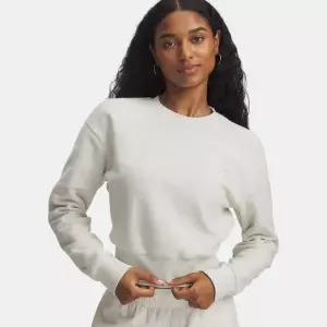 [언더아머](대전신세계)6003680-110 아이보리 여성 UA 아이콘 테리 바시티 여성 크루 기모 맨투맨 티셔츠