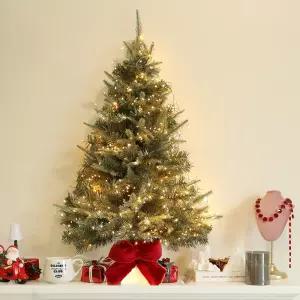 크리스마스트리 전나무 벨벳뽕리본 지네전구 하프 벽트리 세트