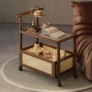 2단 우드 프레임 트롤리 사이드 테이블 협탁 미니테이블 쇼파테이블 침대협탁 소파테이블 원목테이블