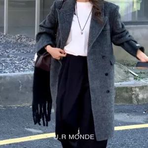 [유아몽드]캐시미어 겨울 코트 싱글 오버핏 울100 핸드메이드코