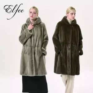 [신세계라이브쇼핑]25FW 진도 엘페 휘메일 풀스킨 밍크 후드 코트 - 실버블루,브라운(EC17)