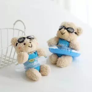 알로코리아 비치 베어 귀여운 곰 인형 미니 키링 장식용 가방고리 선물 (튜브색상 랜덤)