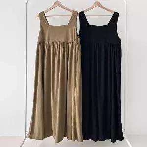 [다잇템] 여자 FW 코듀로이 박스 스퀘어넥 슬리브리스 속기모 롱원피스_23592334_588872