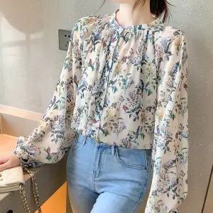 가을 여자 플라워 블라우스 긴팔 봄 꽃무늬 우스