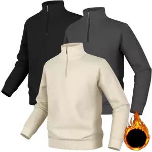 남성 반집업 니트 스웨터 터틀넥 부드러운 기모 남자 겨울 하프집업 폴라 니트티 긴팔 빅사이즈