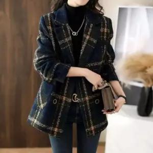 체크 울 자켓 빅 모직 두꺼운 모직자켓 울자켓 하프자