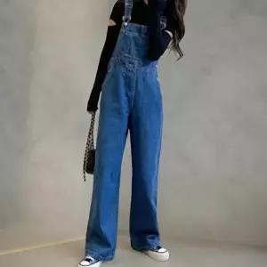 [옷자락]여성 키치 스타일 멜빵 데님 오버롤 와이드 바지