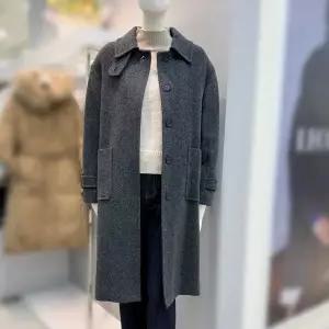 [더틸버리]울 헤링본 오버핏 발마칸 코트MTRBM0CT06W_DG