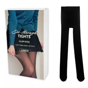 비비안 시스루 타이즈 2매 팬티스타킹 블랙 검정 착지 날씬한 여자 여성 학생 반투명 도톰한