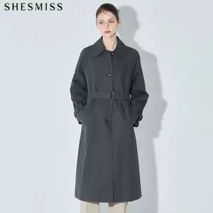 [쉬즈미스] 시크한 백 플랩 벨티드 트렌치코트