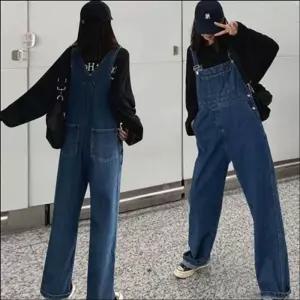 [라일리여성의류] Rly 점프수트 데님 와이드핏 청 멜빵바지 데일리 꾸안