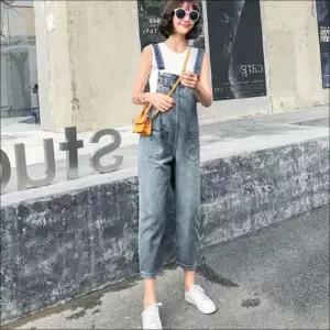 [라일리여성의류] Rly 청멜빵바지 데님 일자핏 점프수트 롤업 청 오버롤