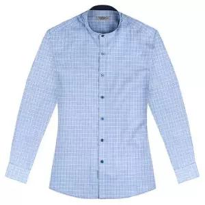 고품질 슬림 윈도페인 차이나칼라 블루 긴팔 숙 SV7131 슬림 루즈핏 (WFFV3T5)