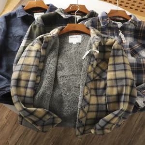남성 겨울 기모 양털 남방 체크 오버핏