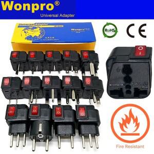 Wonpro WSA 시리즈 메인 LED 스위치 포함 범용 플러그 어댑터 UK US AU EU CN Schuko AC250V 10A-16A