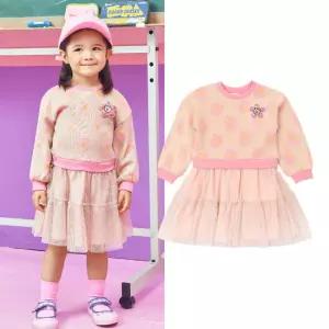 [게스키즈] 플라워 니트 배색 원피스 (G37DAO020-T)