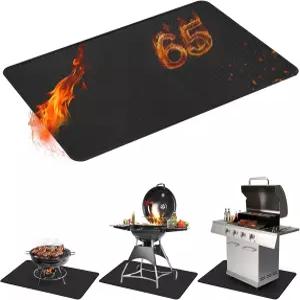 야외 그릴 내화 및 내열 섬유 유리 데크 프로텍터 파티오 잔디를 위한 방수 BBQ 바닥 패드 65 x 48 인치