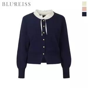 [블루레이스] 프릴넥 배색 오픈 여밈 니트_B6S1KT2001