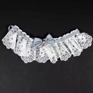 블루 강아지 고양이 턱받이 M 레이스 스카프 케이프