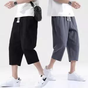 남성용 여름 린넨 시원한 7부 바지 캐주얼 허리밴딩 (WFINNFG)