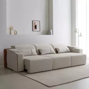 [더젠] 라쟈르 프리미엄 아쿠아패브릭 레더콤비 전동모션 리클라이너 4인 슬라이딩 소파