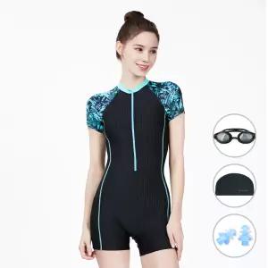 [4종세트] 베이직엘르 여성인 반팔형 반전신 실내수영복 BEF-T104K