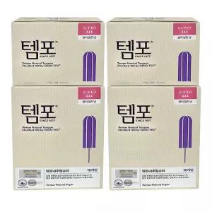 템포 슈퍼16pX4팩 유기농 순면 탐폰 체내형 생리대