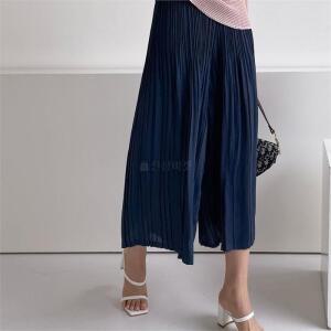 여자 여름 시원한 통바지 플리츠 와이드핏 7부 팬츠