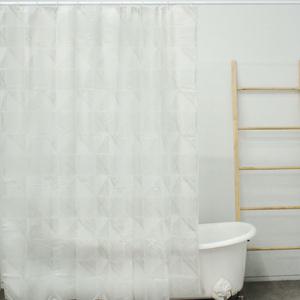 홈다움 EVA FABRIC 모던 샤워커튼 실버 스트라이프 체크, 1개