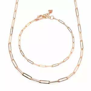 [비앤비골드] 18K 심플 레이어드 0.7mm 클립체인 주얼리세트 (목걸이+팔찌) IRS29835