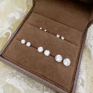 14k 전체 골드 큐빅 귀걸이 한쌍 침 이어링 금 귀걸이